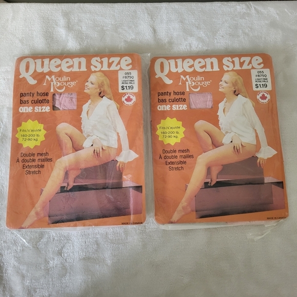 Vintage Moulin Rouge Queen Size Pantyhose. Pink. 160-200 Lbs - Picture 5 of 7
